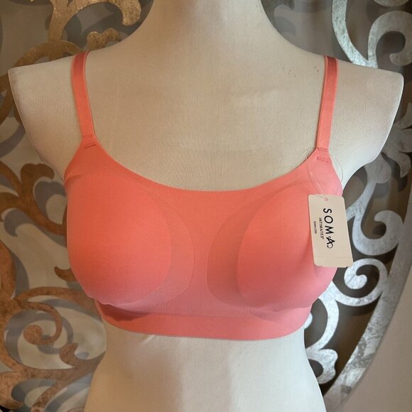 SOMA Enbliss Luxe Bralette SMALL Lace Back Pink STRETCH SOFT CUP NEW NWT - Picture 1 of 5